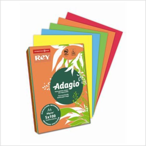 Másolópapír, színes, A4, 80 g, 5×100 lap, REY “Adagio”, intenzív mix