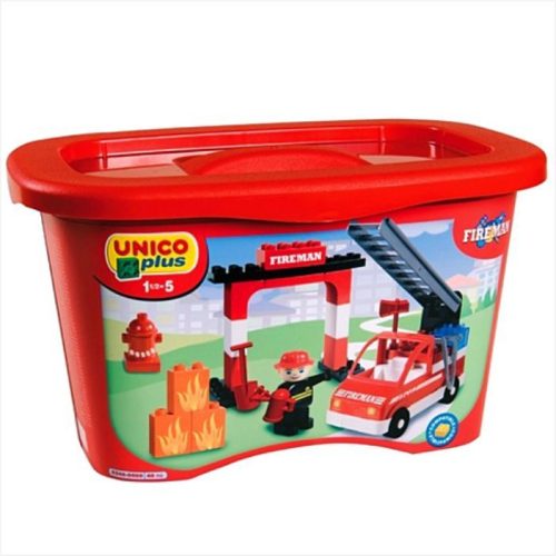 Unico Plus Építőjáték vödörben - Tűzoltóság (40 részes)